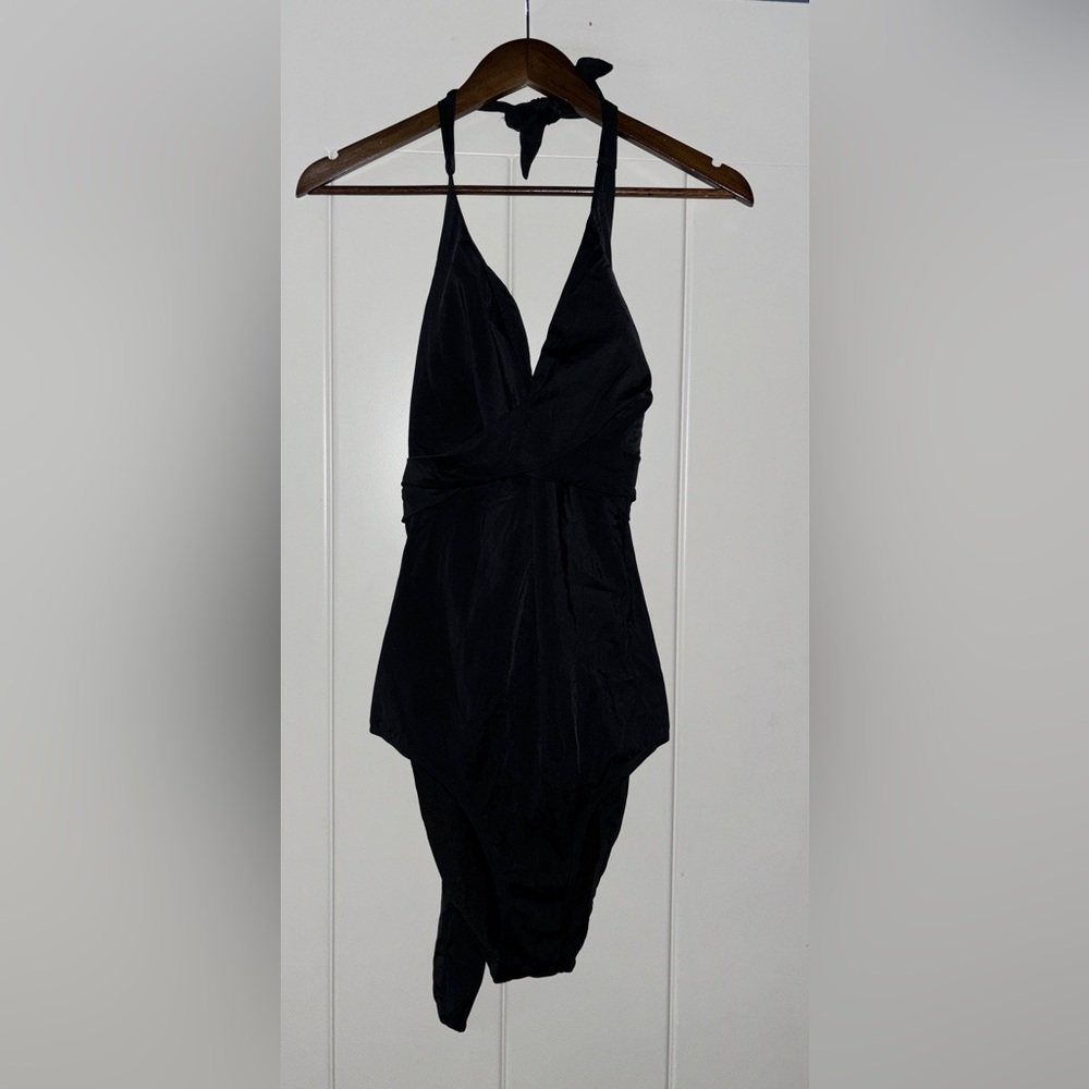 Swimsuit For All Halter Faux Wrap One Piece Size 16 Mesh Tummy‎ Control Beach